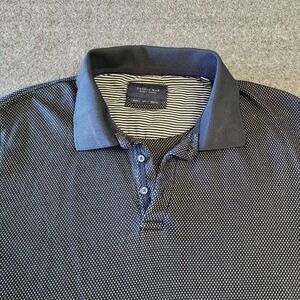 Cactus Man Ricky Singh Polo Shirt Mens Large Blue White Dot Short Sleeve